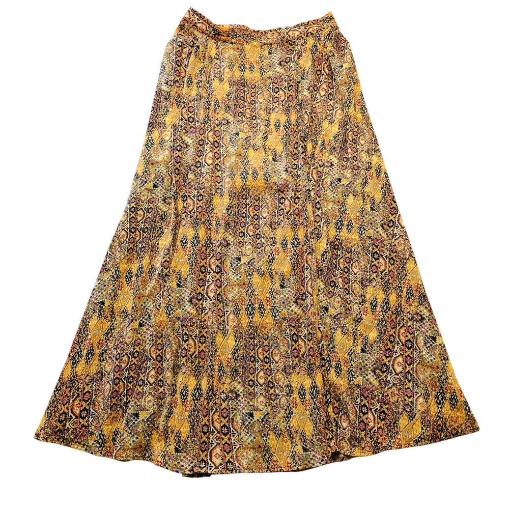Lane Bryant Yellow Geometric Diamond Print Maxi Skirt Womens 14/16 Lined Boho